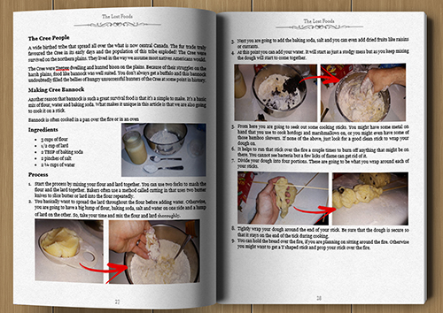 Example spread showing step-by-step food preparation instructions